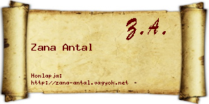 Zana Antal névjegykártya